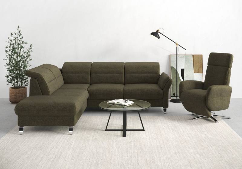 sit&more Ecksofa Grenoble L-Form mit Federkern, wahlweise mit Bettfunktion, Bettkasten, Arm- und Kopfteilverstellung von sit&more