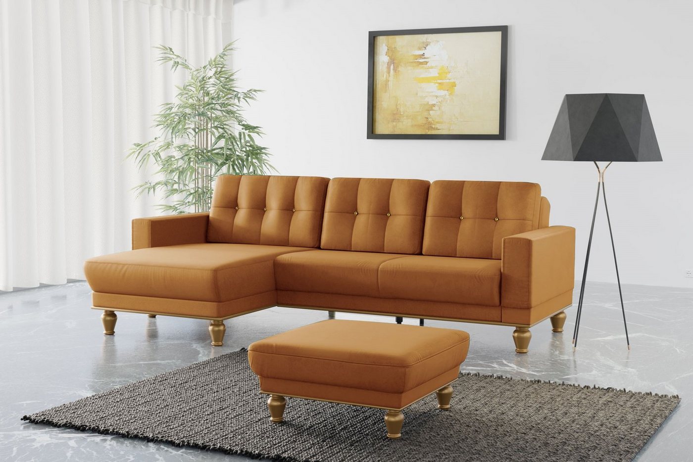 sit&more Ecksofa Orient 5 V L-Form, mit Strass-Stein, wahlweise mit Bettfunktion und Bettkasten von sit&more