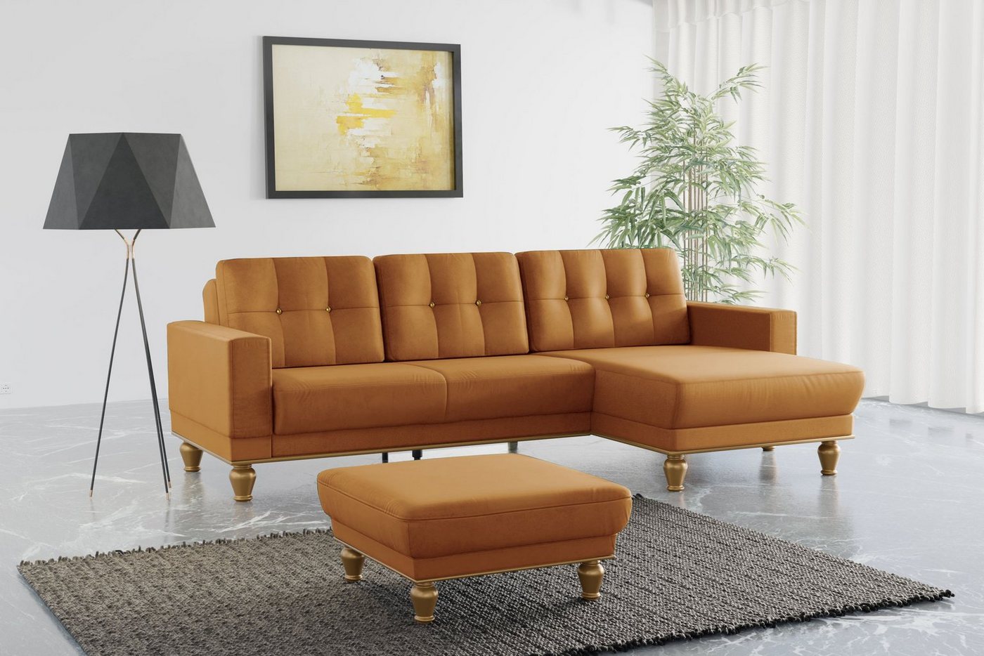 sit&more Ecksofa Orient 5 V L-Form, mit Strass-Stein, wahlweise mit Bettfunktion und Bettkasten von sit&more