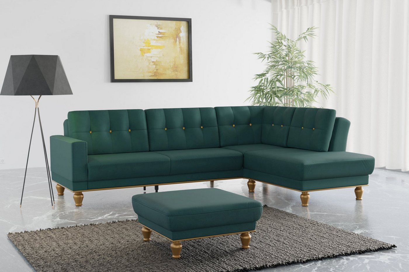sit&more Ecksofa Orient 5 V L-Form, mit Strass-Stein, wahlweise mit Bettfunktion und Bettkasten von sit&more