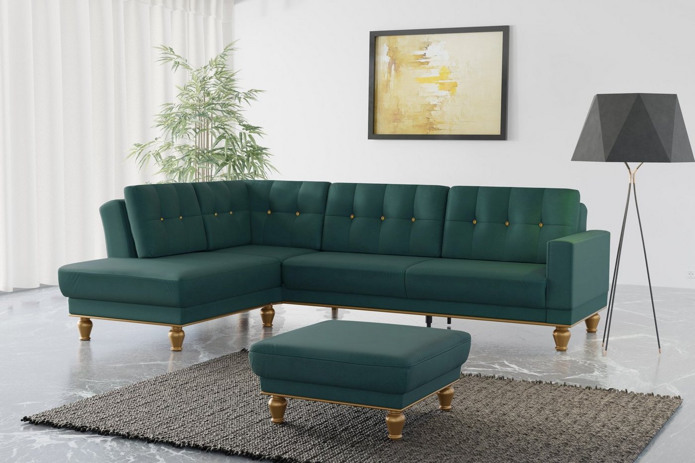 sit&more Ecksofa Orient 5 V L-Form, mit Strass-Stein, wahlweise mit Bettfunktion und Bettkasten von sit&more