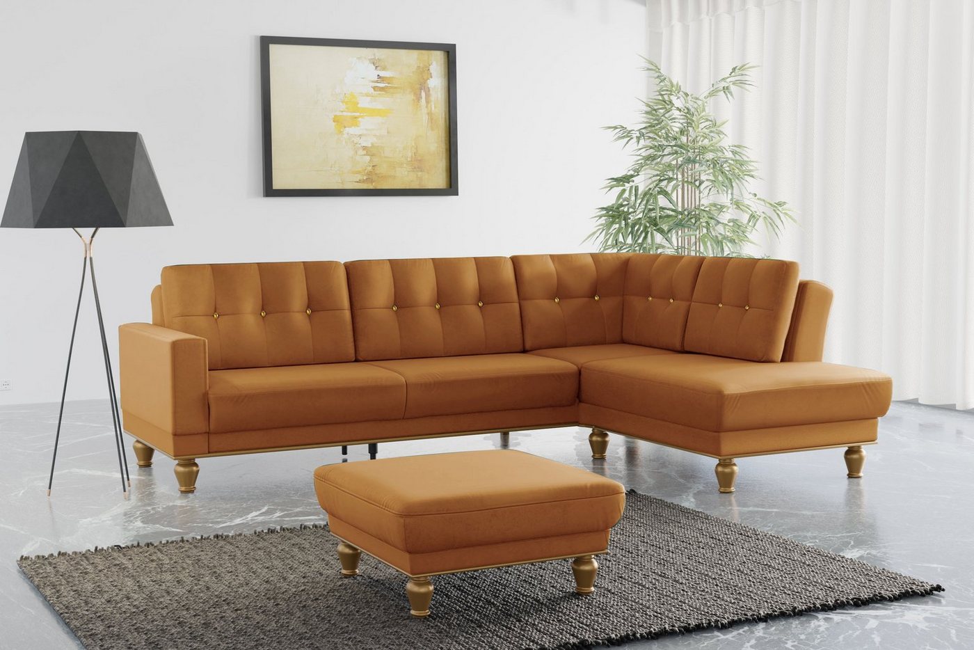 sit&more Ecksofa Orient 5 V L-Form, mit Strass-Stein, wahlweise mit Bettfunktion und Bettkasten von sit&more