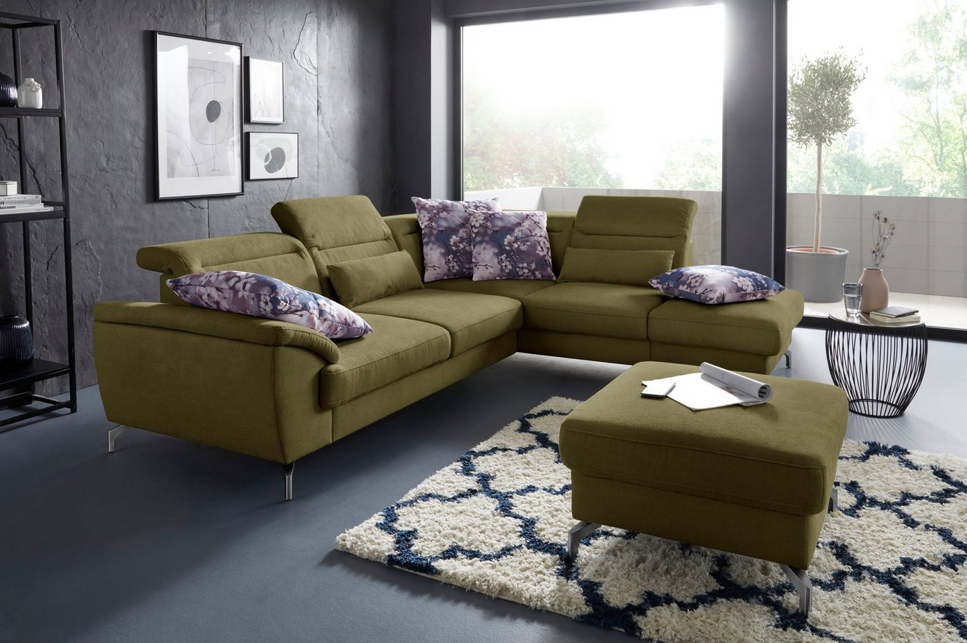 sit&more Ecksofa Percy L-Form, 12 cm Fußhöhe, Sitztiefenverstellung, wahlweise in 2 Fußfarben von sit&more