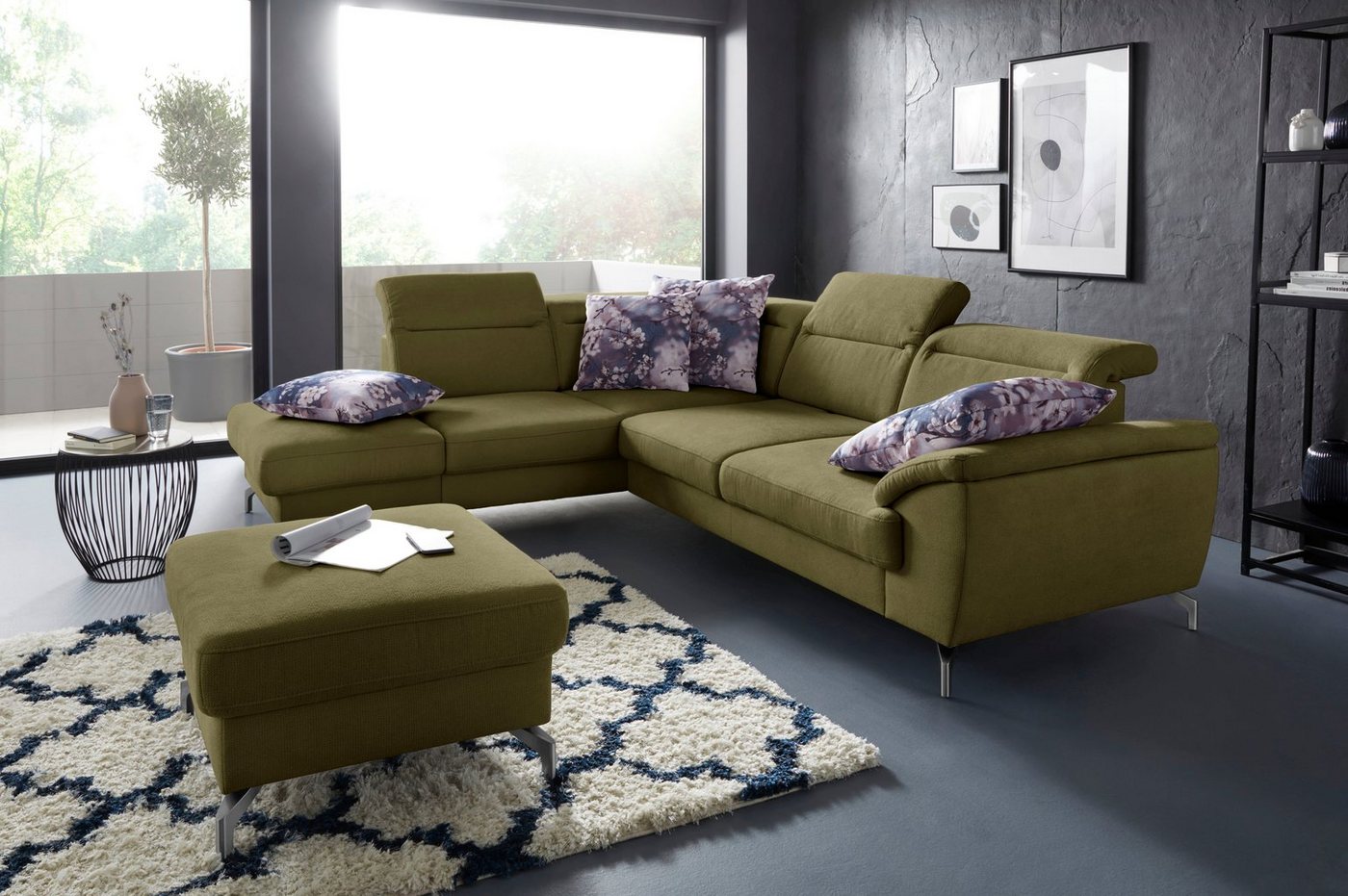 sit&more Ecksofa Percy L-Form, 12 cm Fußhöhe, Sitztiefenverstellung, wahlweise in 2 Fußfarben von sit&more