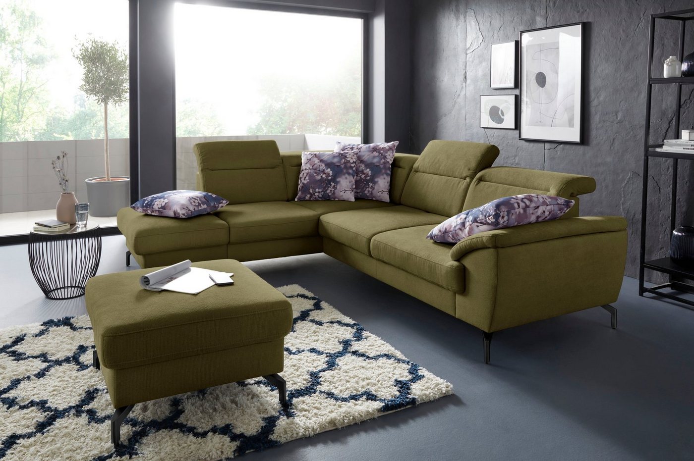 sit&more Ecksofa Percy L-Form, 15 cm Fußhöhe, Sitztiefenverstellung, wahlweise in 2 Fußfarben von sit&more