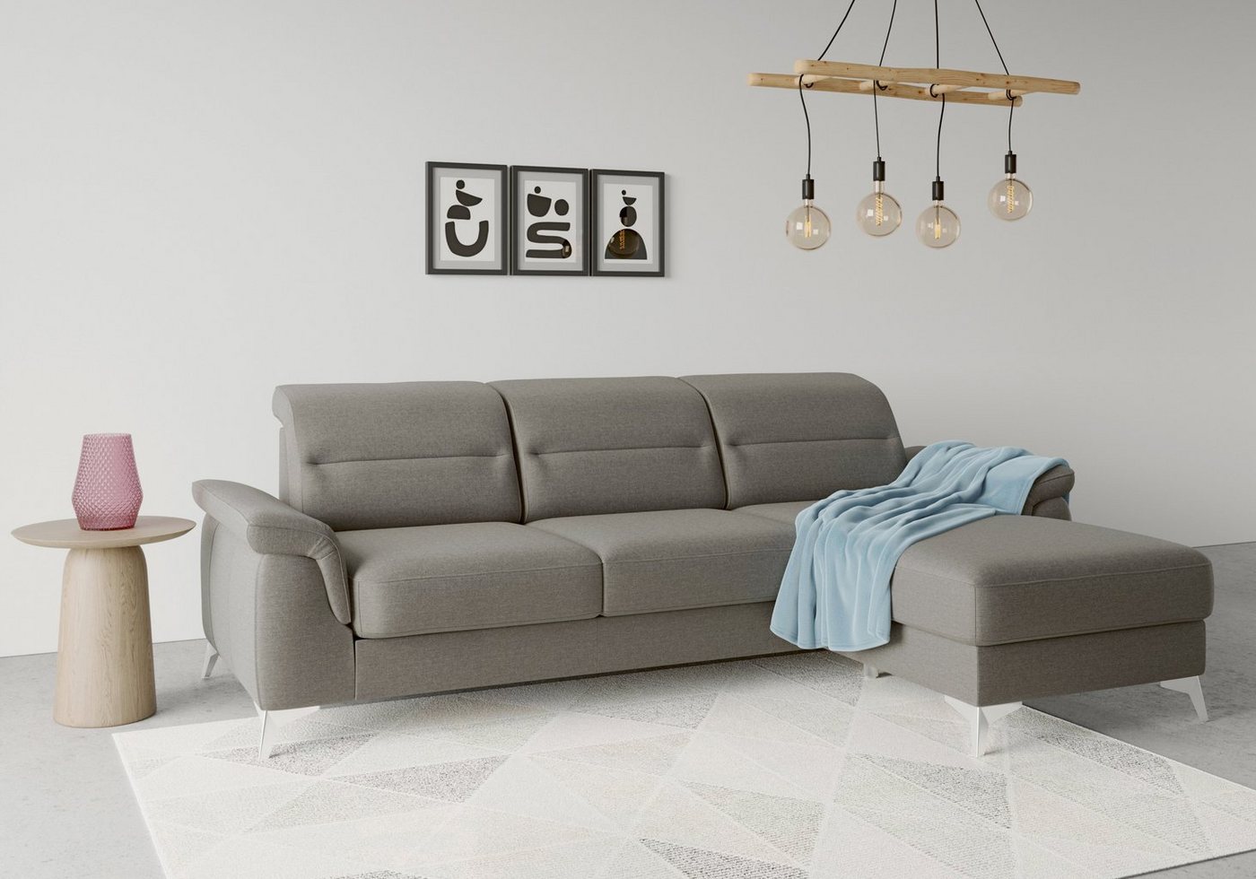 sit&more Ecksofa Sinatra L-Form, mit Recamiere, optinal mit Kopfteilverstellung und Armteilfunktion von sit&more