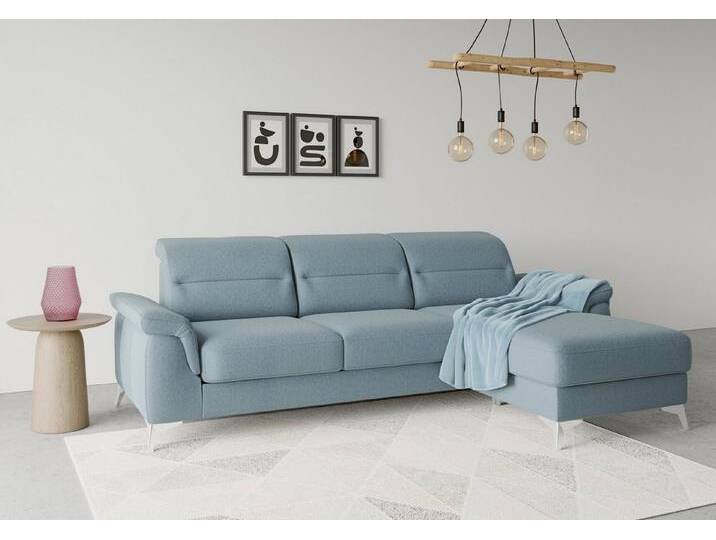 sit&more Ecksofa Sinatra L-Form, mit Recamiere, optinal mit Kopfteilverstellung und Armteilfunktion, blau von sit&more