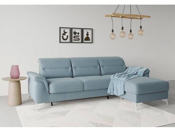 sit&more Ecksofa Sinatra L-Form, mit Recamiere, optinal mit Kopfteilverstellung und Armteilfunktion, blau von sit&more