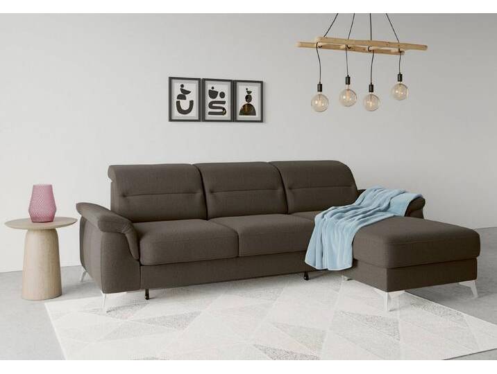 sit&more Ecksofa Sinatra L-Form, mit Recamiere, optinal mit Kopfteilverstellung und Armteilfunktion, braun von sit&more