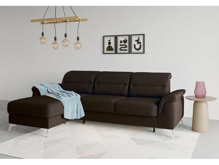 sit&more Ecksofa Sinatra L-Form, mit Recamiere, optinal mit Kopfteilverstellung und Armteilfunktion, braun von sit&more
