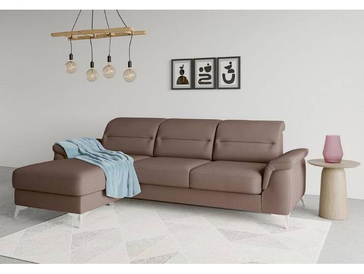 sit&more Ecksofa Sinatra L-Form, mit Recamiere, optinal mit Kopfteilverstellung und Armteilfunktion, braun von sit&more