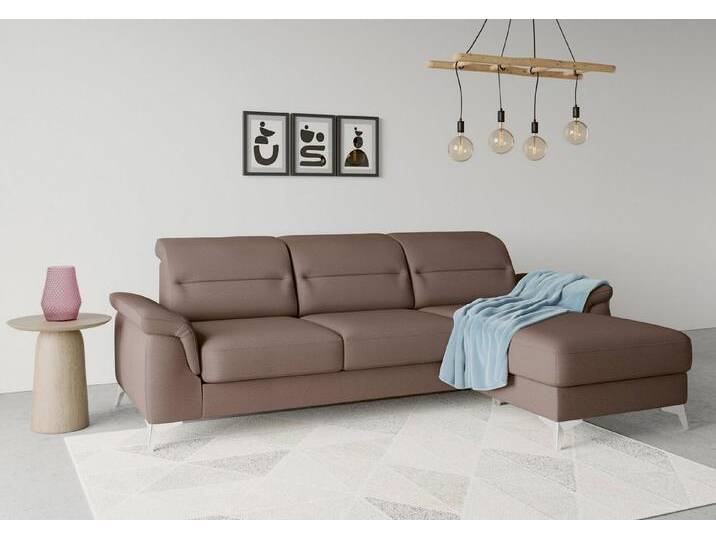 sit&more Ecksofa Sinatra L-Form, mit Recamiere, optinal mit Kopfteilverstellung und Armteilfunktion, braun von sit&more