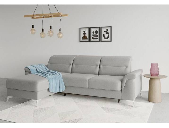 sit&more Ecksofa Sinatra L-Form, mit Recamiere, optinal mit Kopfteilverstellung und Armteilfunktion, grau von sit&more