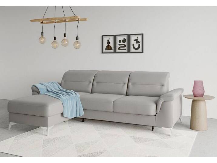 sit&more Ecksofa Sinatra L-Form, mit Recamiere, optinal mit Kopfteilverstellung und Armteilfunktion, grau von sit&more