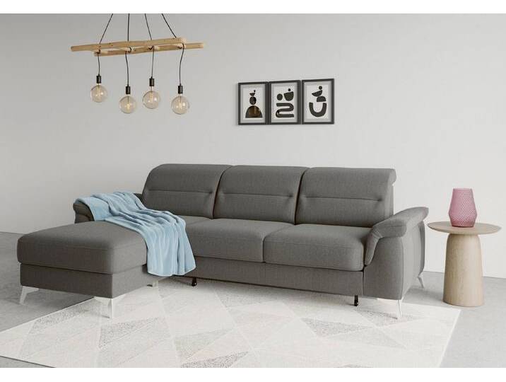 sit&more Ecksofa Sinatra L-Form, mit Recamiere, optinal mit Kopfteilverstellung und Armteilfunktion, grau von sit&more