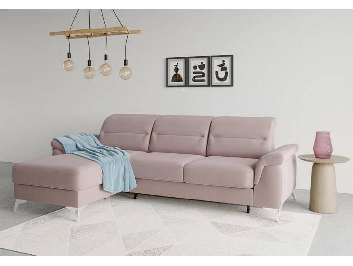 sit&more Ecksofa Sinatra L-Form, mit Recamiere, optinal mit Kopfteilverstellung und Armteilfunktion, lila von sit&more