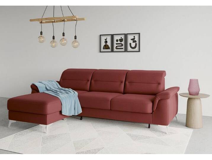sit&more Ecksofa Sinatra L-Form, mit Recamiere, optinal mit Kopfteilverstellung und Armteilfunktion, rot von sit&more