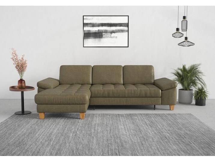 sit&more Ecksofa Westham L-Form, mit Recamiere, mit oder ohne Bettfunktion, Bettkasten, Füße Eiche, grün von sit&more