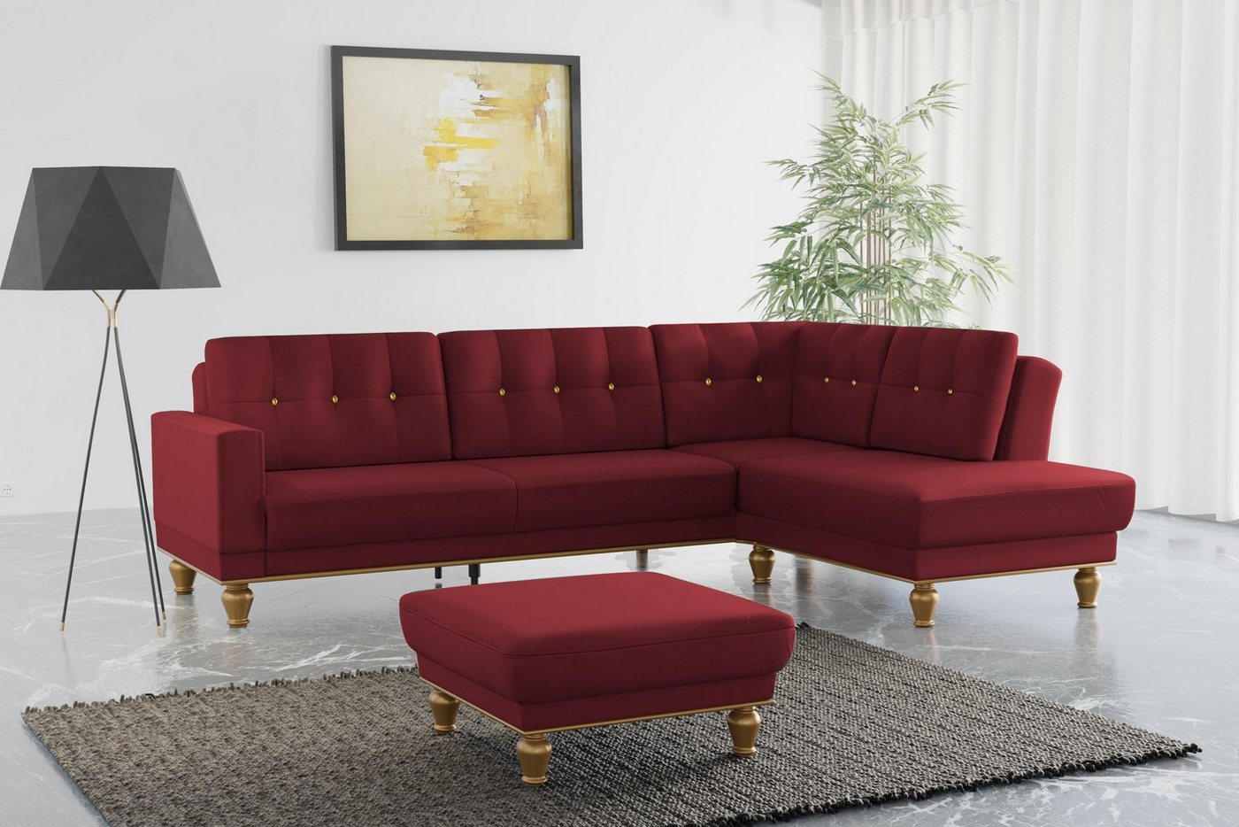 sit&more Polsterhocker Orient 5, goldfarbene Füße sit&more Polsterhocker Orient 5, goldfarbene Füße von sit&more