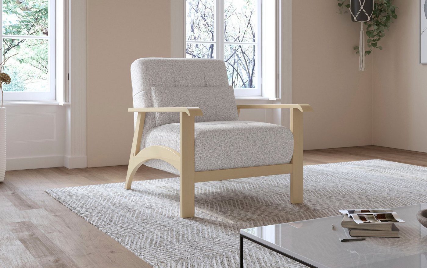 sit&more Sessel Billund, Armlehnen aus Buchenholz in natur, verschiedene Bezüge und Farben von sit&more