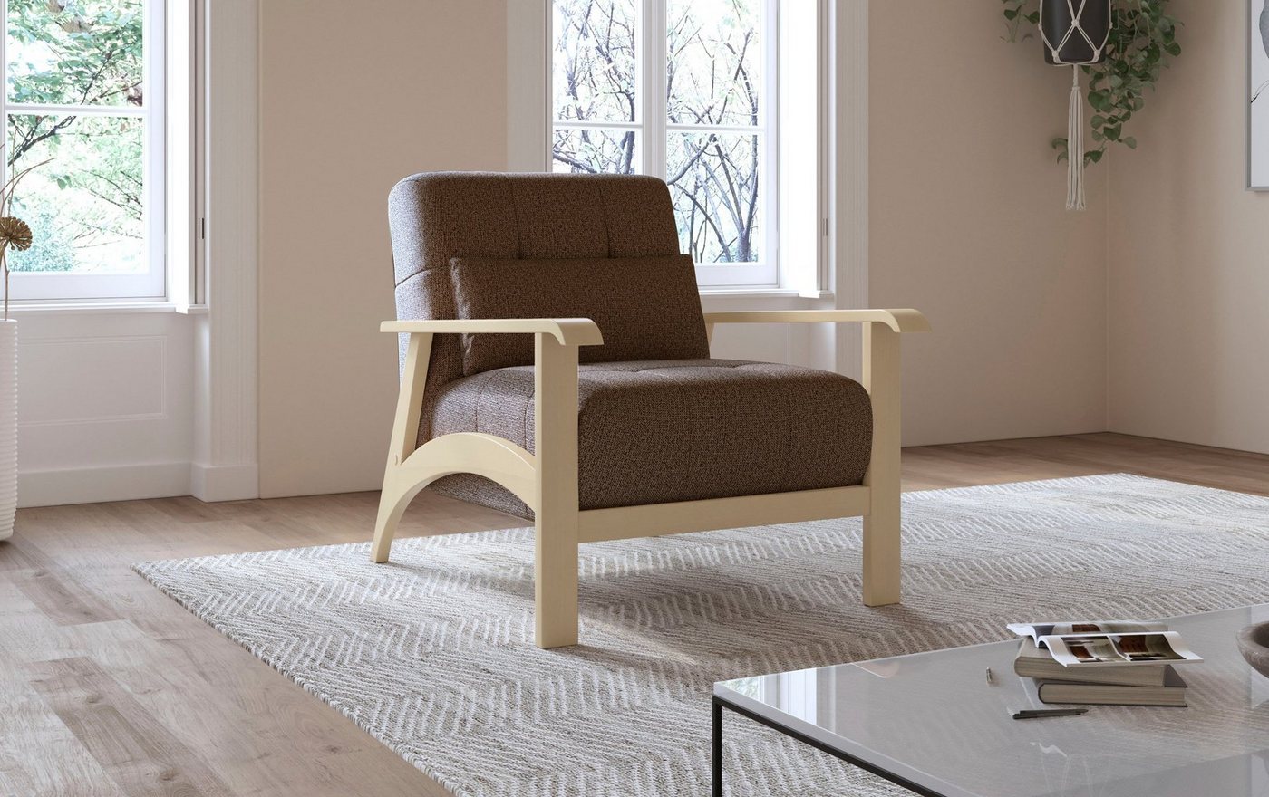 sit&more Sessel Billund, Armlehnen aus Buchenholz in natur, verschiedene Bezüge und Farben von sit&more