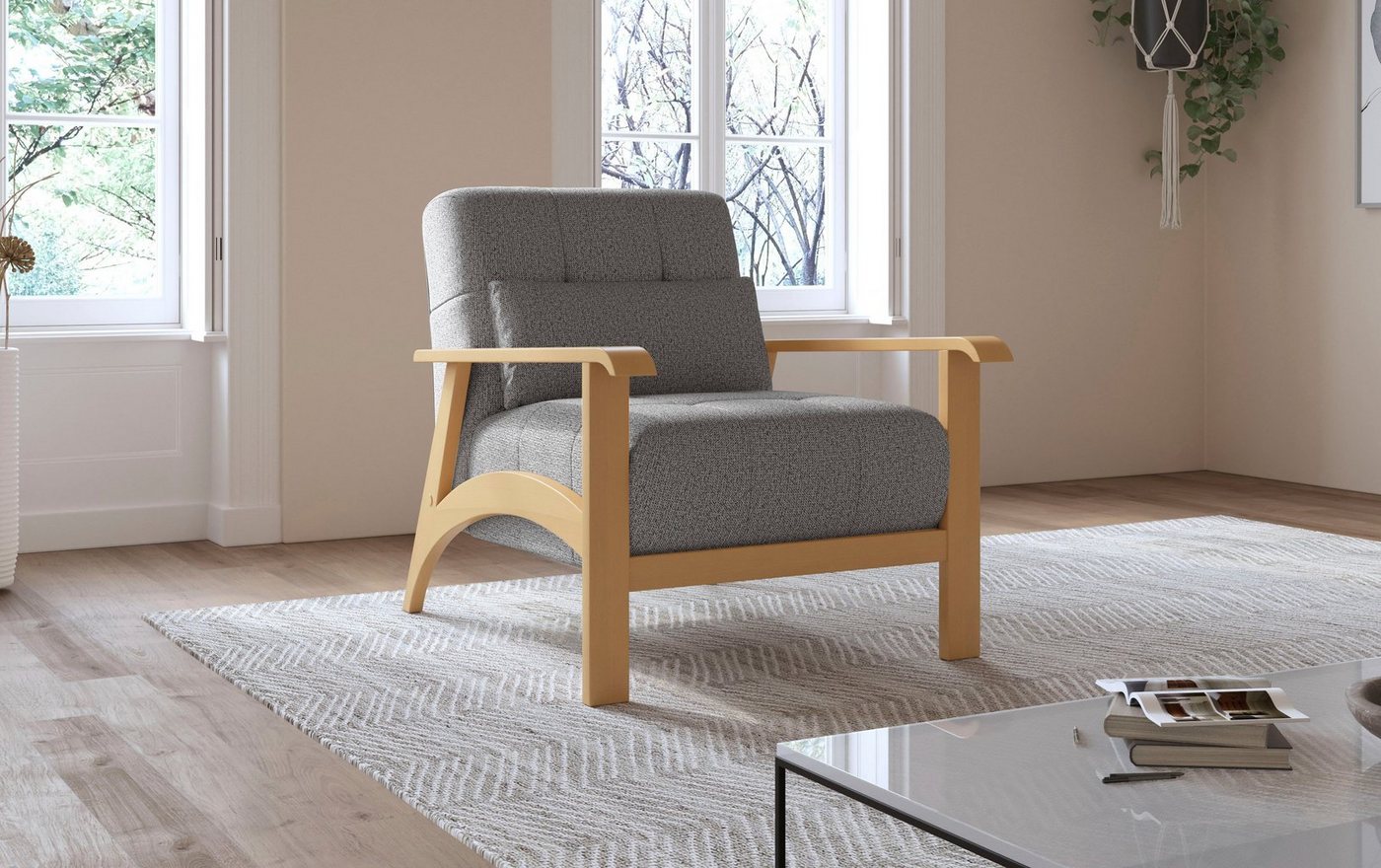 sit&more Sessel Billund, Armlehnen aus eichefarbigem Buchenholz, verschiedene Bezüge und Farben von sit&more