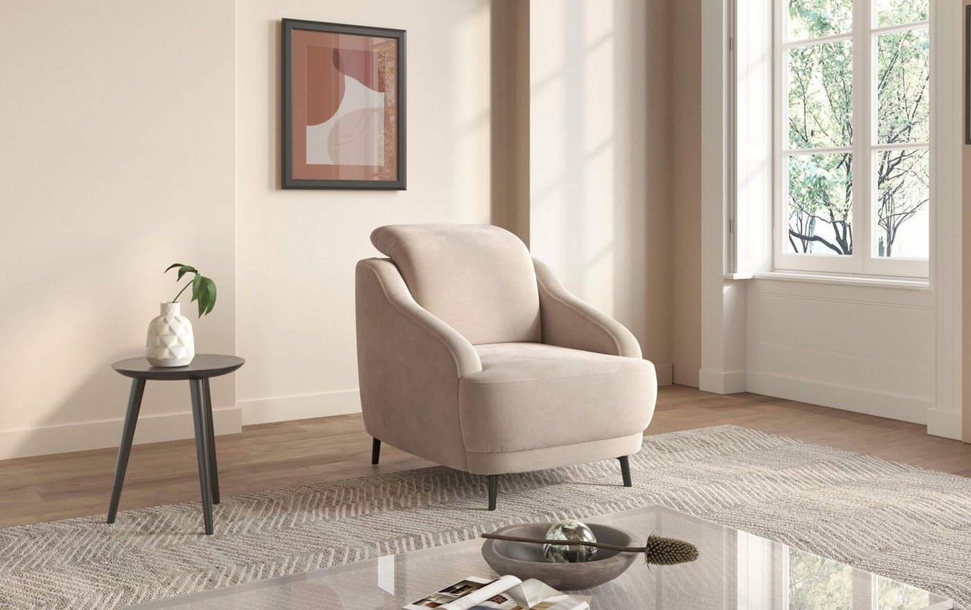 sit&more Sessel (1-St), mit Metallfüßen, schwarz-matt von sit&more