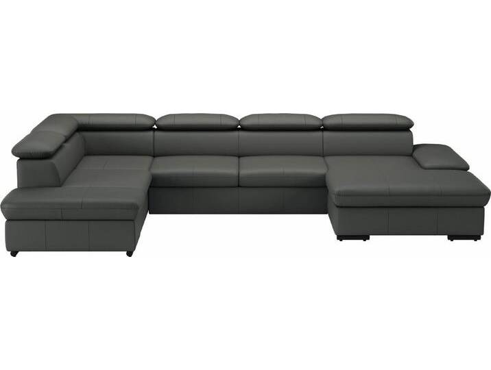sit&more Wohnlandschaft Alcudia U-Form, grau, Rücken echt Leder-mit Armteilverstellung-mit Bettfunktion-mit Kopfteilverstellung, anthrazit sit&more Wohnlandschaft Alcudia U-Form, grau, Rücken echt Leder-mit Armteilverstellung-mit Bettfunktion-mit Kopfteilverstellung, anthrazit von sit&more