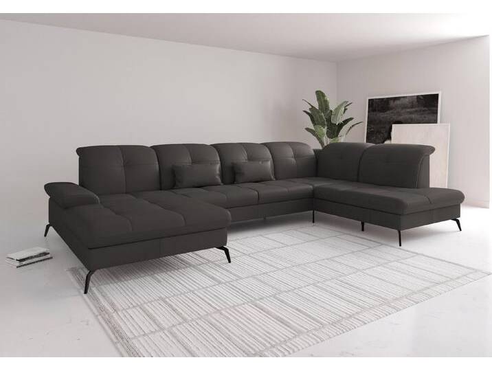 sit&more Wohnlandschaft Amica, U-Form, inkl. Sitztiefenverstellung und Armteilverstellung, Bettfunktion und Bettkasten, braun von sit&more