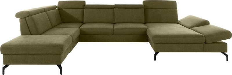 sit&more Wohnlandschaft Brisbane U-Form, Fußhöhe 15 cm, inklusive Sitztiefen-, Armteil- und Kopfteilverstellung von sit&more