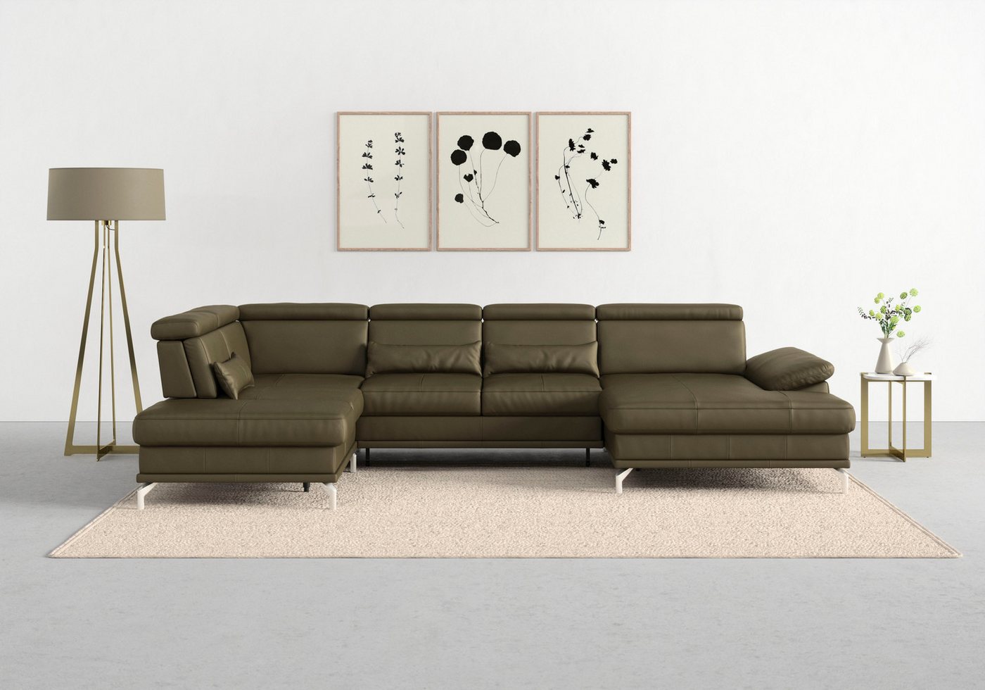 sit&more Wohnlandschaft Cabrio U-Form, mit Sitztiefenverstellung, Arm- und Kopfteilverstellung, 3 Nierenkissen, Federkern, optional Bettfunktion und Stauraum sit&more Wohnlandschaft Cabrio U-Form, mit Sitztiefenverstellung, Arm- und Kopfteilverstellung, 3 Nierenkissen, Federkern, optional Bettfunktion und Stauraum von sit&more