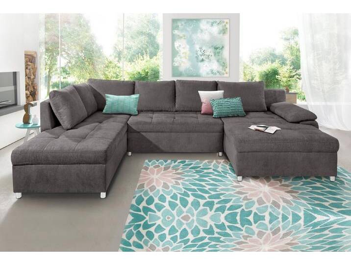 sit&more Wohnlandschaft Labene U-Form, grau, XL-mit Bettfunktion-mit Bettkasten-mit Federkern, fango von sit&more