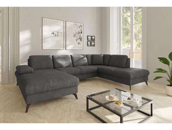 sit&more Wohnlandschaft Morris Jubi U-Form, inkl. Armteilfunktion und 1 Zierkissen, grau, mit Armteilverstellung-mit Bettfunktion, grau von sit&more