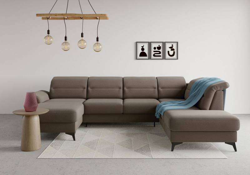 sit&more Wohnlandschaft Sinatra U-Form, optional mit Kopfteilverstellung und Armteilfunktion, Metallfüße von sit&more