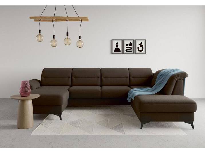 sit&more Wohnlandschaft Sinatra U-Form, Metallfüße, braun, Mit Armteilfunktion-Mit Kopfteilverstellung-Ohne Bettfunktion-Ohne Stauraum, espresso von sit&more