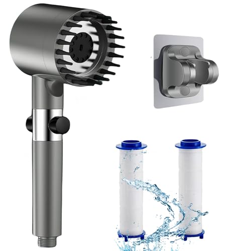 Duschkopf,Hochdruck Duschkopf mit 4 Modi,Einstellbaren Duschkopf Wassersparend,Druckerhöhend Handbrause Duschkopf mit Schalter,Wasserstoppknopf Massage Dusche für Erwachsene,Kinder,Haustiere von sitengjun