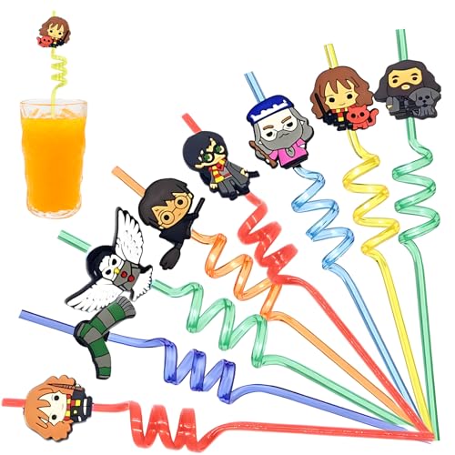 sitengjun 16 Stück Plastik Strohhalme,Harry Pot Geburtstag Party Deko,Strohhalme,Wiederverwendbare Trinkschleife Strohhalme,Mitgebsel Kindergeburtstag. von sitengjun