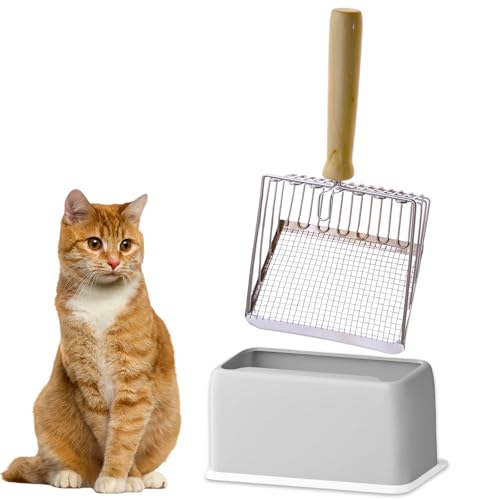 2025 5-in-1 Katzenstreuschaufel mit Halter, Metall-Katzentoilette, tiefe Schaufel, Kitty-Kotschaufel, Ständer für Katzentoilette, schnelles Sieben, Kitty-Kotschaufel, Caddy Kotschaufel, Ständer von sitfe