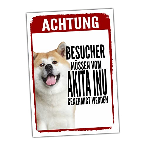 Akita Inu Genehmigung Dog Schild Spruch Türschild Hundeschild Warnschild von siviwonder