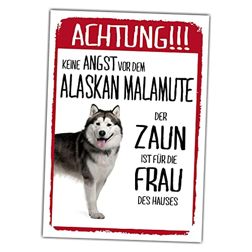 Alaskan Malamute Schild Achtung Zaun Frau Spruch Türschild Hundeschild Warnschild Fun cool Design von siviwonder