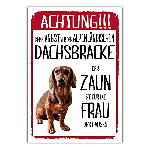 Alpenländische Dachsbracke Schild Achtung Zaun Frau Spruch Türschild Hundeschild Warnschild Fun von siviwonder