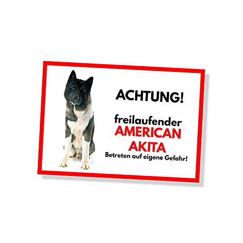 American Akita Schild Achtung Freilaufender Hund Spruch Türschild Hundeschild Warnschild Fun von siviwonder