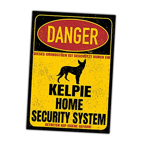 Australian Kelpie Dog Schild Danger Security System Türschild Hundeschild Warnschild von siviwonder
