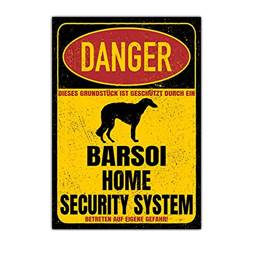 Barsoi Borzoi Dog Schild Danger Security System Türschild Hundeschild Warnschild Sicherheitsschild Hund Privatgrundstück Hundewarnung Warnung vor dem Hund von siviwonder