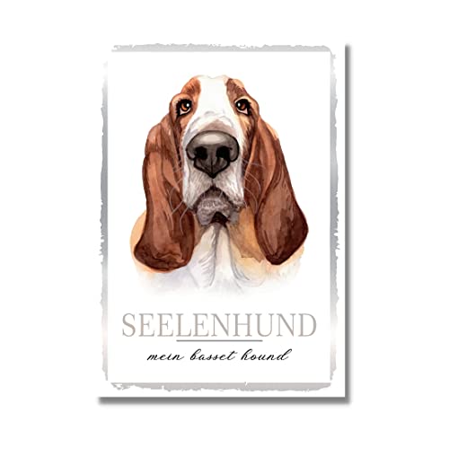 Basset Hound Seelenhund Dog Art Schild Spruch Türschild Hundeschild Warnschild Soulmate von siviwonder