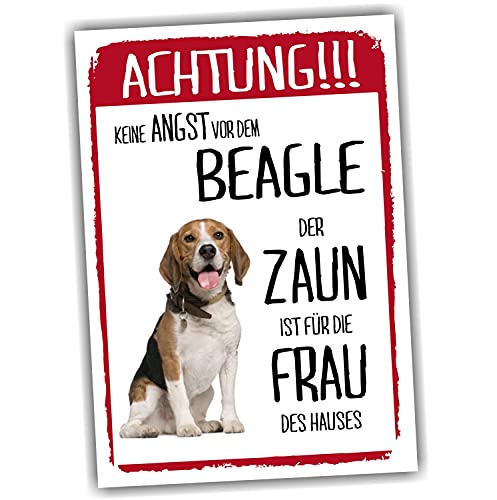 Beagle Schild Achtung Zaun Frau Spruch Türschild Hundeschild Warnschild Fun von siviwonder