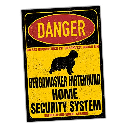 Bergamasker Hirtenhund Schild Danger Dog Schäfer Security System Türschild Hundeschild Warnschild von siviwonder