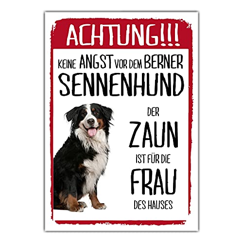 Berner Sennenhund Schild Achtung Zaun Frau Spruch Türschild Hundeschild Warnschild Fun von siviwonder