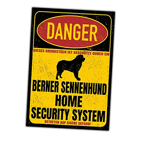 Berner Sennenhund Sennen Dog Schild Danger Security System Türschild Hundeschild Warnschild Sicherheitsschild Hund Privatgrundstück Hundewarnung Warnung vor dem Hund von siviwonder