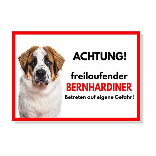 Bernhardiner Freilaufender Hund Dog Schild Spruch Türschild Hundeschild Warnschild von siviwonder